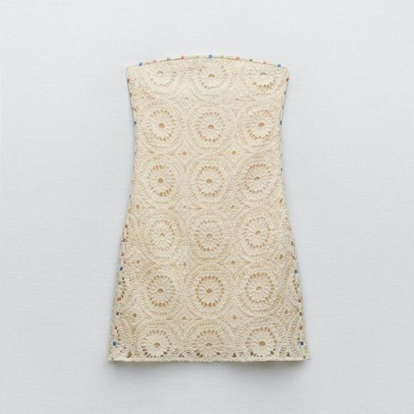 NWT Zara Strapless Crochet Dress Size Medium - Picture 3 of 9